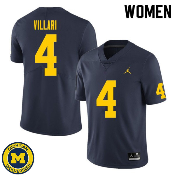 Womens University of Michigan #4 Dan Villari Navy Fashion Player Jersey